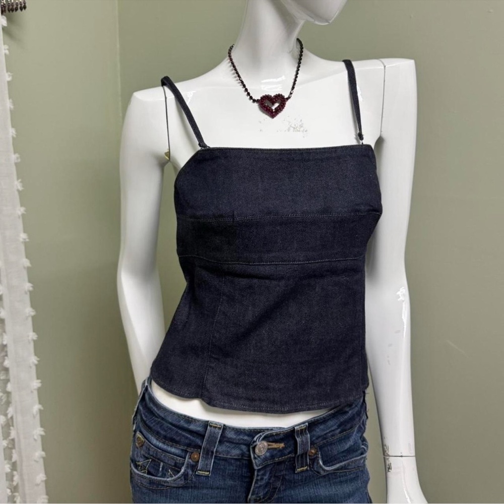 Nine West Y2K 90s Denim Corset Top Size 8 - Picture 2 of 4